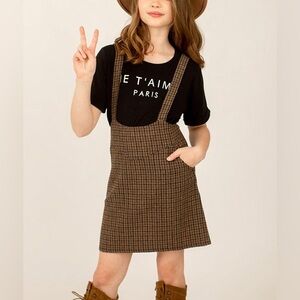 Joyfolie Mia Joy Yessica Suspenders Jumper Dress in Multi Tweed - Size 7